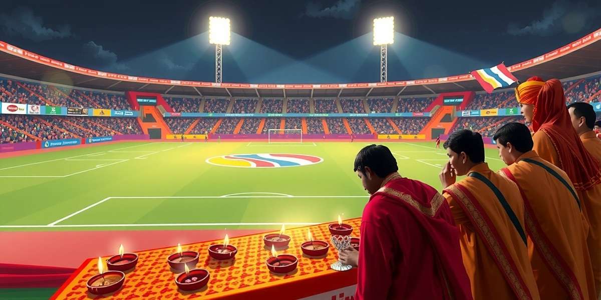 Hindi Football League Diwali special event showing stadium decorated with diyas and players in traditional Indian attire