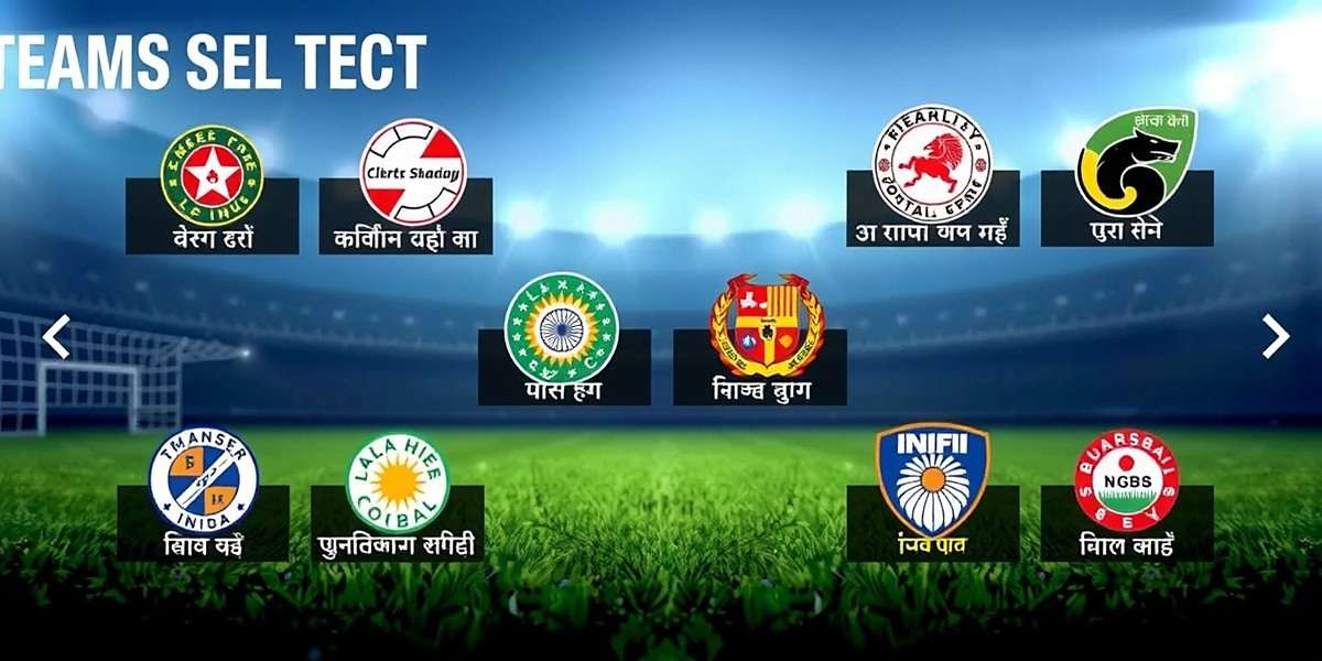 Hindi Football League team selection screen showing various Indian club logos and names in Hindi
