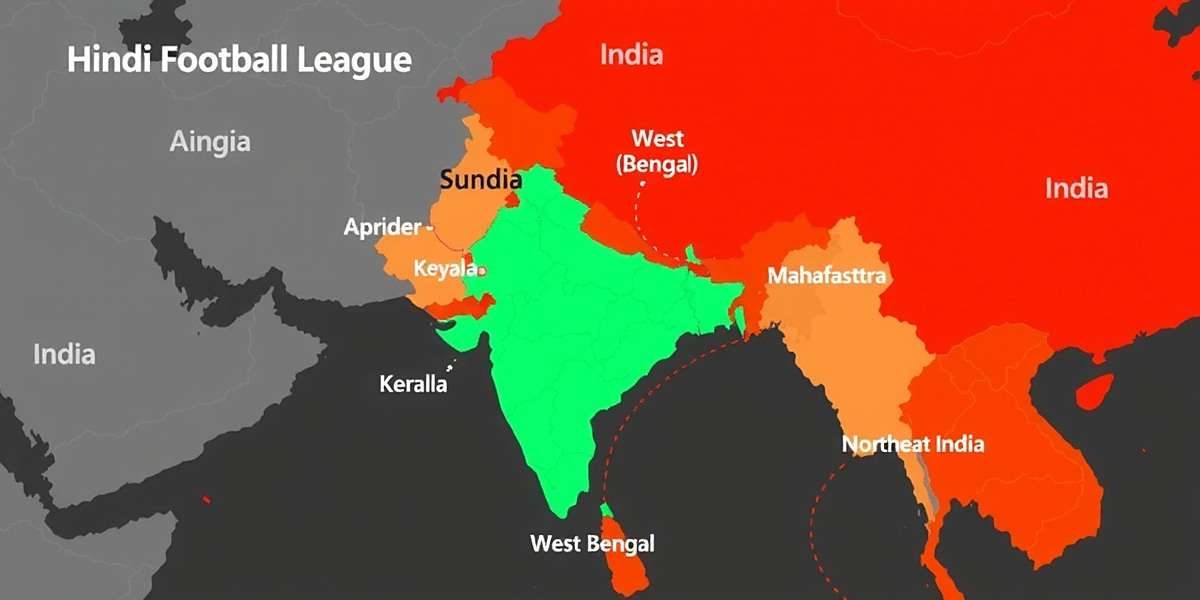 Hindi Football League download distribution map showing highest concentration in West Bengal, Kerala, Maharashtra, and Northeast India